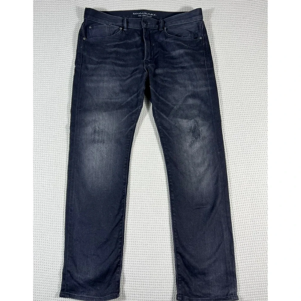 Banana Republic Mens The Traveler Utility Slim Jeans Dark Wash Black Size 32-30
